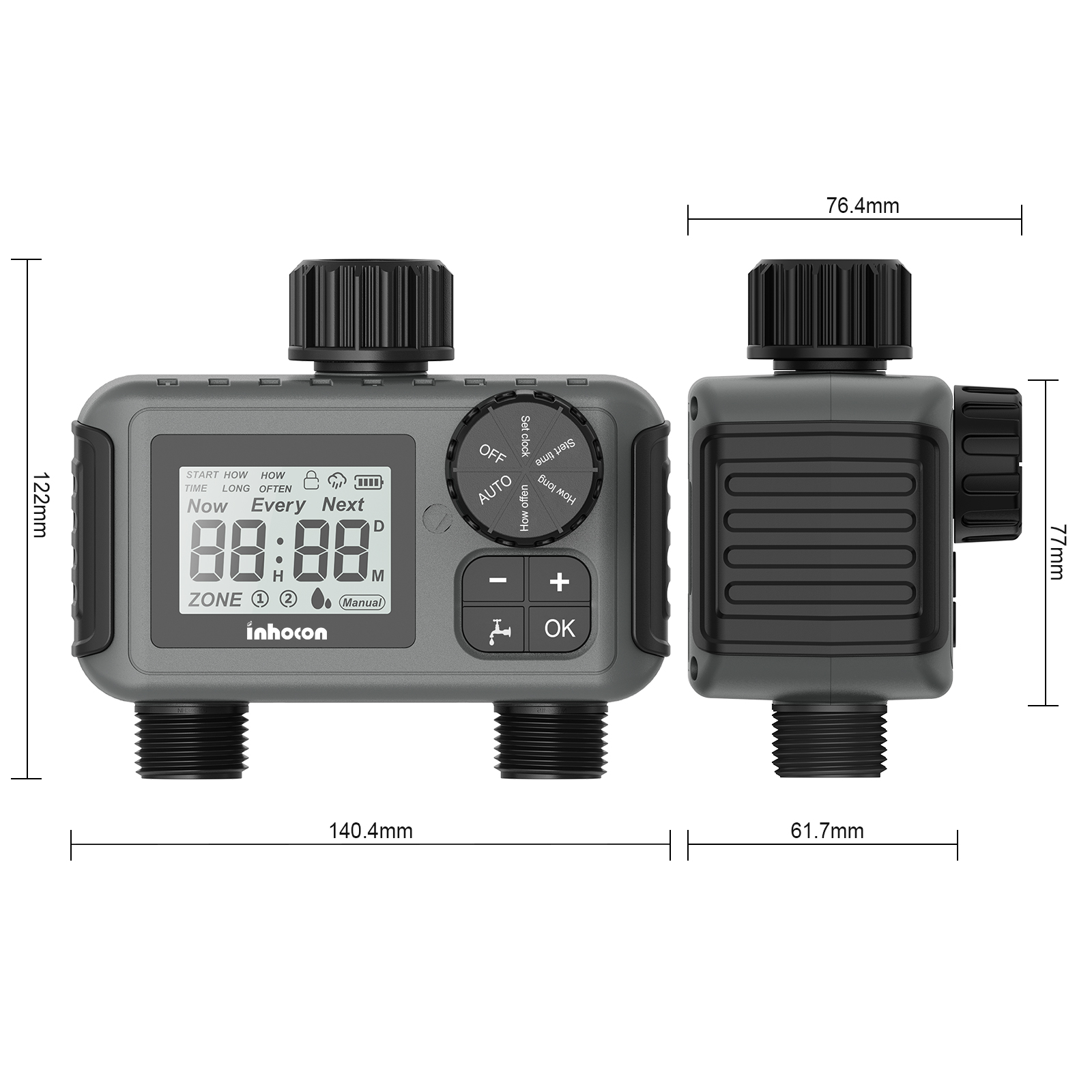 Two zone manual garden watering timer SGW06