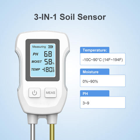 Soil pH Meter Kit with Moisture, Temperature, Humidity, fertility,and PH Test, LCD Display Soil Moisture Meter for ​Garden, Agriculture, etc