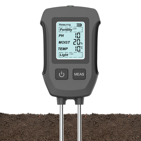 Digital 5-in-1 Soil Tester Double Needle High Precision Moisture Meter Temperature Humidity PH Fertility Sunlight Tester