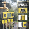 Inhocon Water Timer 4 Outlets Hose Watering Sprinkler Timer, with 4 Independent Watering Zone LCD Display Rain Delay Mode Manual Mode 360° Brass Inlet Metal Filter IPX6 Waterproof for Yard
