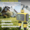 Inhocon Sprinkler Timer with Dual Outlets Programmable Water Hose Timer 2 Outlet for Garden, Automatic Irrigation Timer IP54 with Rain Delay/Manual, Outdoor Hose Timer Controller for Lawn, Yard, Pool