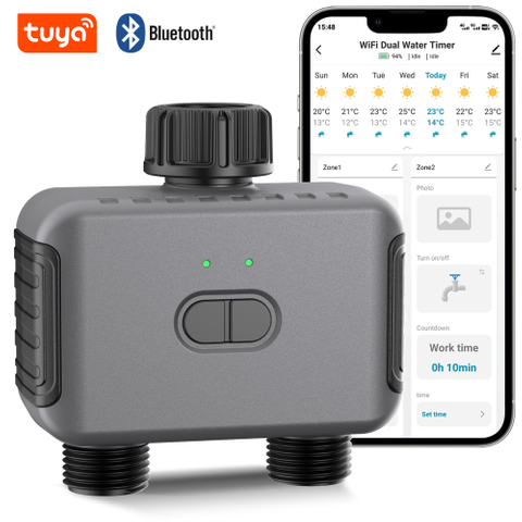 WiFi Sprinkler Timer New Irrigation Waterer Dual Way Zigbee Smart Timing Adjustable Split Control Patio Garden IP55 Watering
