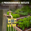 2025 New Water Timer 4 Outlets Hose Watering Sprinkler Timer, with 4 Independent Watering Zone LCD Display Rain Delay Mode Manual Mode 360° Brass Inlet Metal Filter IP55 Waterproof for Yard