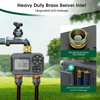 SGW06M Water Timer for Garden Hose Brass Inlet and Outlets - 2 Zone Sprinkler Timer with Rain Delay/Manual Watering/Automatic Irrigation for Yard Lawn