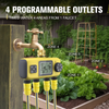 Inhocon Water Timer 4 Outlets Hose Watering Sprinkler Timer, with 4 Independent Watering Zone LCD Display Rain Delay Mode Manual Mode 360° Brass Inlet Metal Filter IPX6 Waterproof for Yard