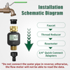 Garden Water Faucet Digital Flow Meter, Brass Inlet & Outlet, High Precision Water Flow Sensor