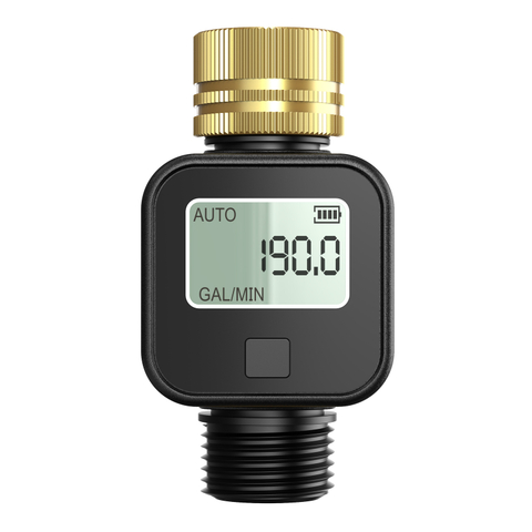 Digital Water Flow Meter, Brass Inlet with Metal Thread, High Accuracy Water Flow Sensor for Outdoor Garden 