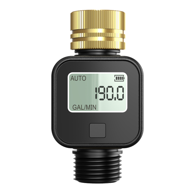 Digital Water Flow Meter, Brass Inlet with Metal Thread, High Accuracy Water Flow Sensor for Outdoor Garden 