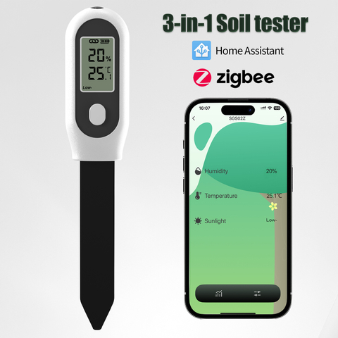 Smart Zigbee Soil Moisture Meter for Plants 3 in 1 Wireless Sensor Garden Soil Tester Probe