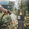 Built-in Battery Dual Outlet Water Timer – Rotary Button, Large Display, Type-C Charging & PC Waterproof Cover for Lawn Sprinkler System Outdoor Irrigation Controller for Garden Hose